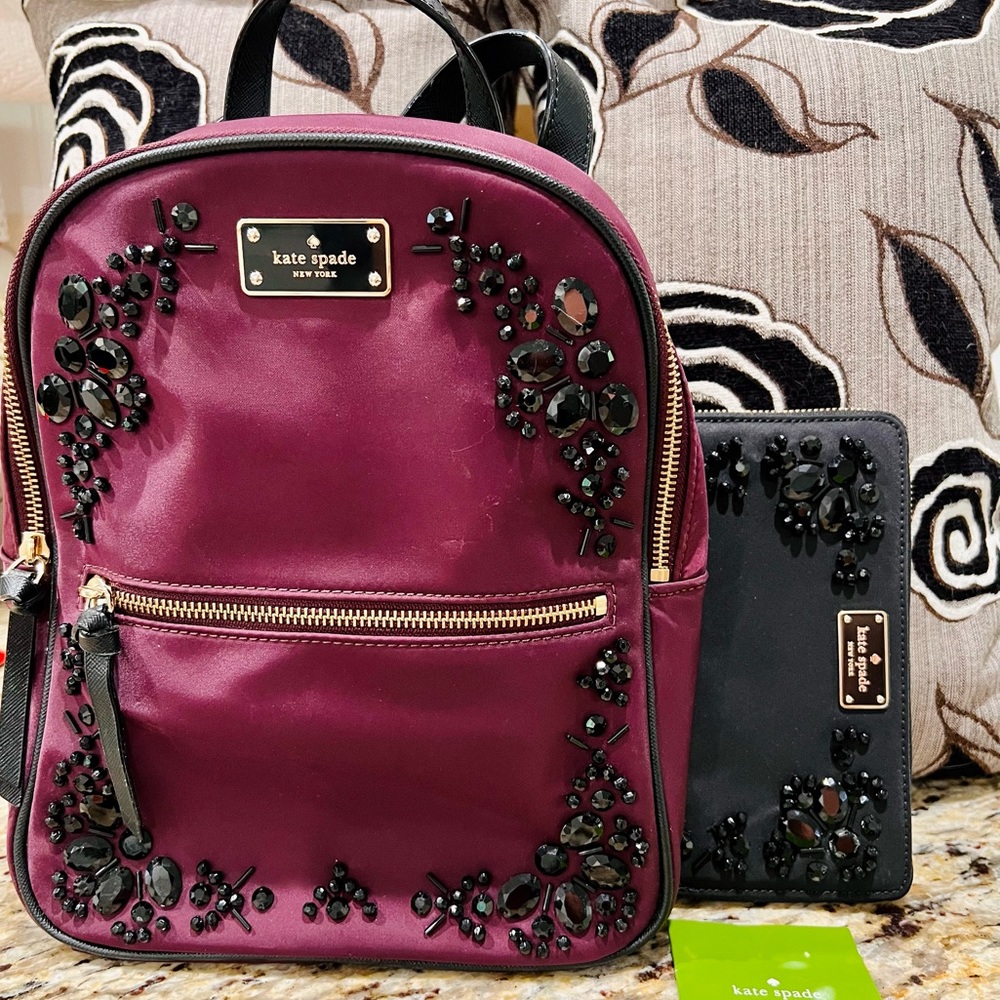 Kate Spade ♠️ Embellished Backpack & Wallet